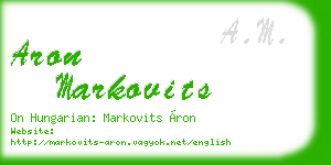 aron markovits business card